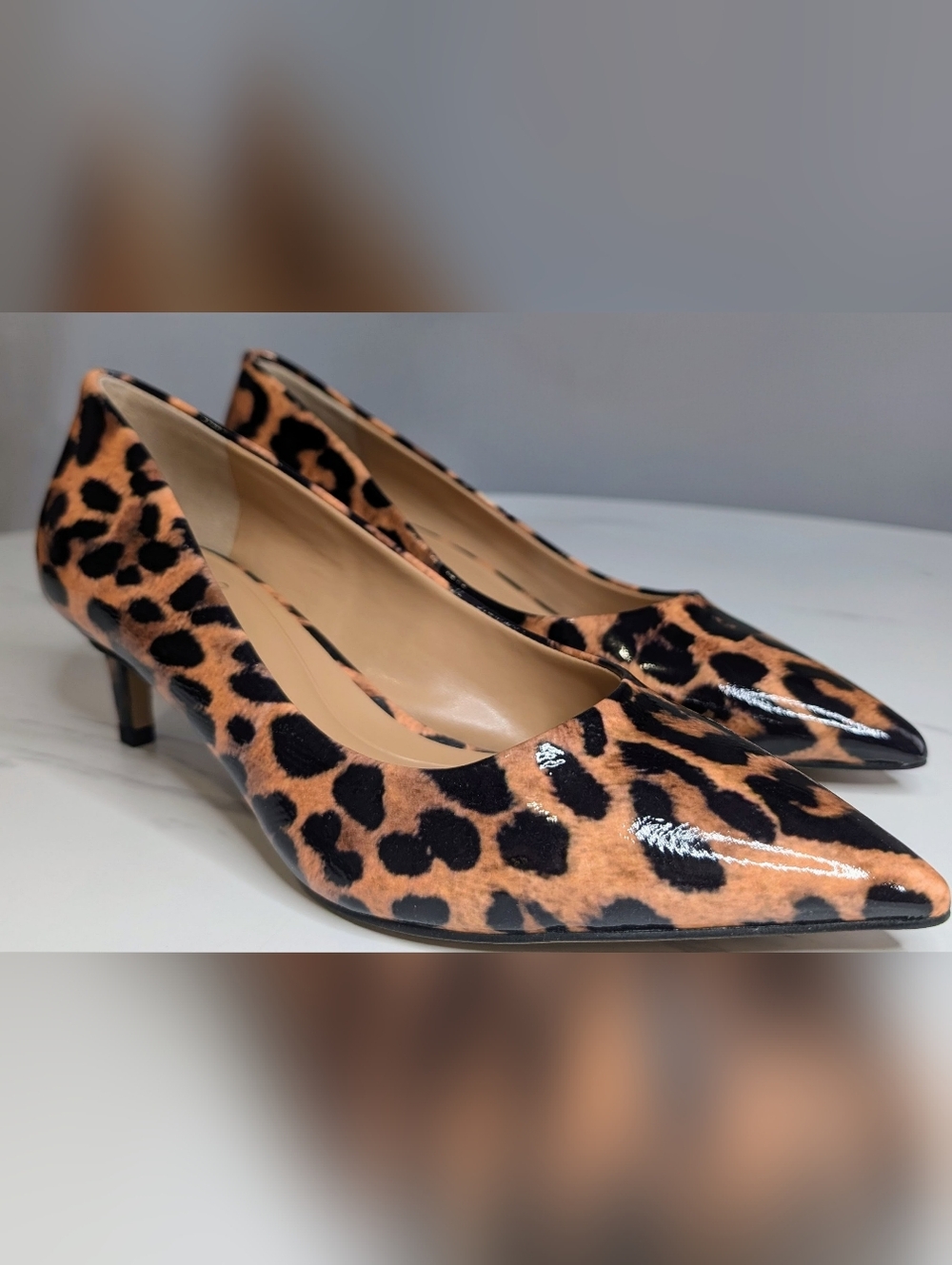 Vince Camuto Kehlia KT Leopard Naplack Pointed Toe Pumps Heels 8M NIB